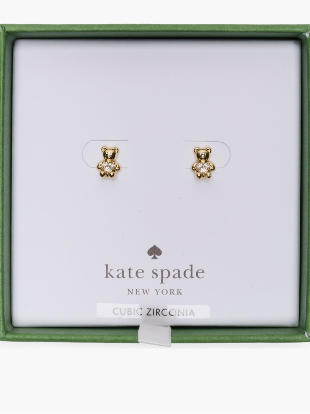 kate spade gold teddy bear CZ stud earrings